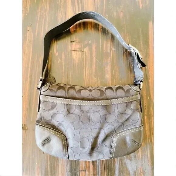 Coach Signature Zip Hobo Shoulder Bag Handbag Black Office Date Stylish - Picture 2 of 10